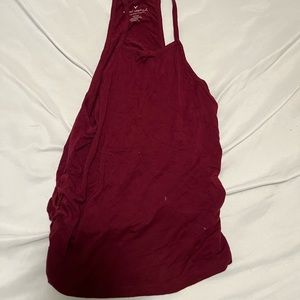 Spaghetti straps.  Maroon color